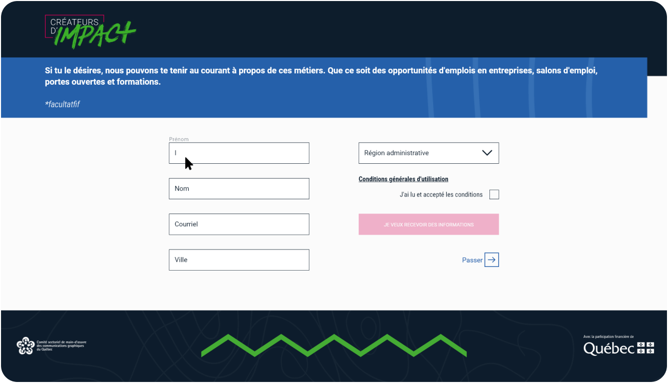 Interface de connexion sur ordinateur